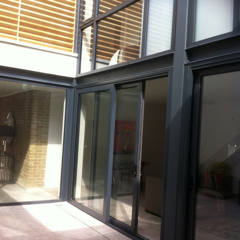 Anthracite aluminium sliding patio doors fitted in Upper Edmonton